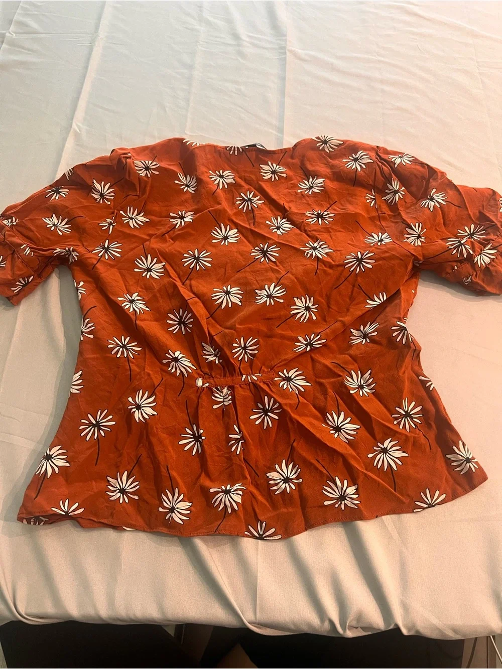 Madewell Silk Rust Floral Blouse Size 4 Button Up Top